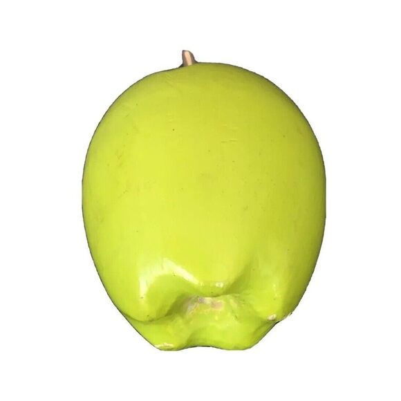 Green Apple Figurine Paper-mache with Sterling Silver Leaf Russian Vintage Decor - Picture 7 of 7